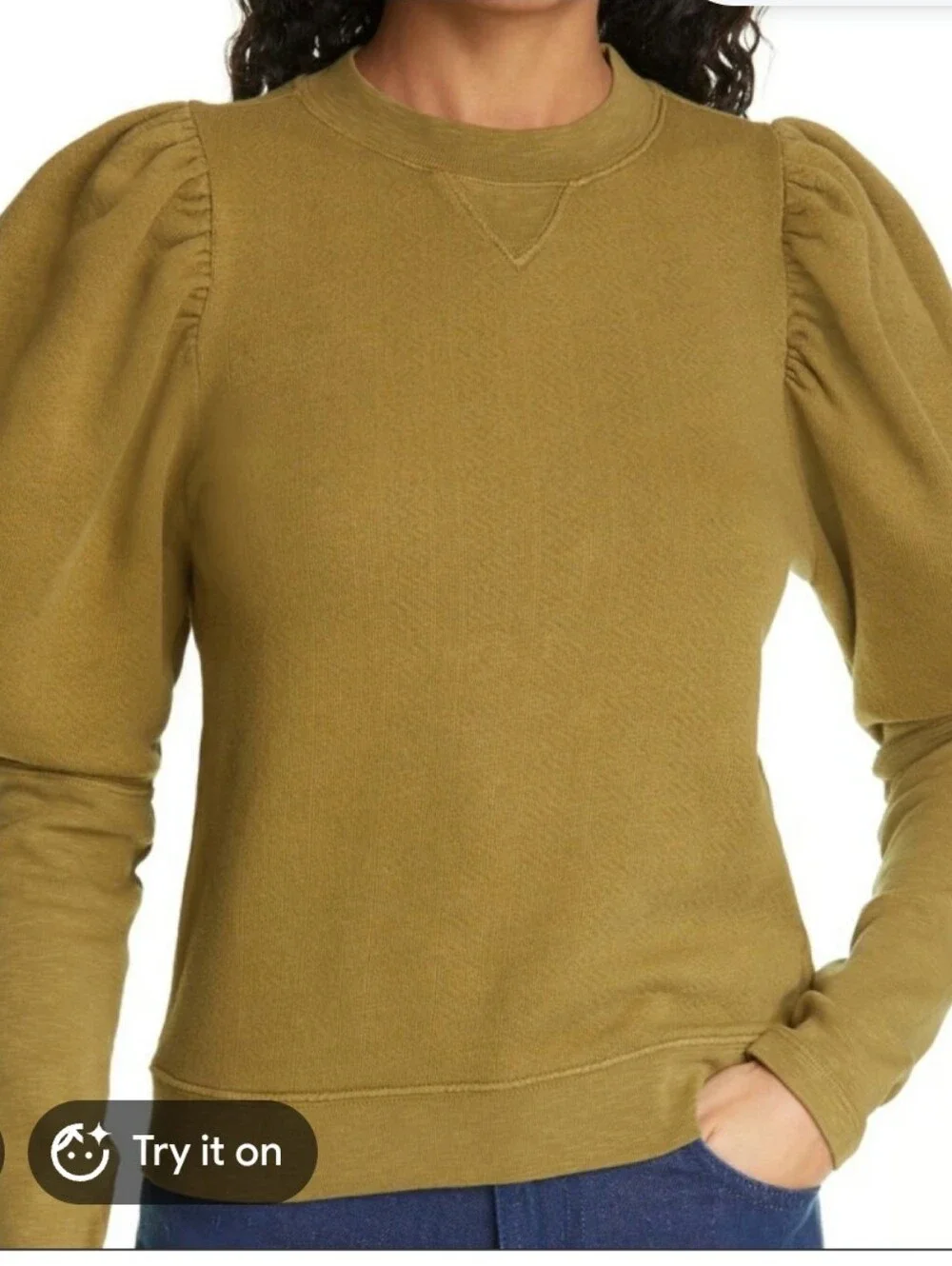 Ulla Johnson Philo Sweatshirt Women's M Pullover Puff Sleeve Boho